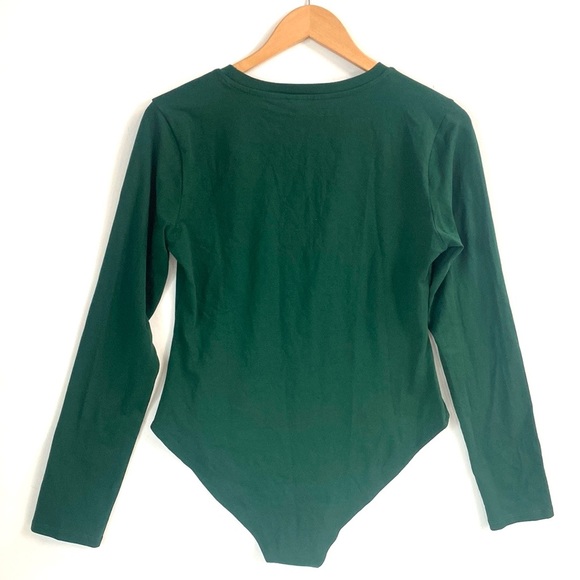 (B51) NEW MANGOPOP Longsleeve Round Neck T-Shirt Bodysuit Green Size Large, NWOT - Picture 10 of 11